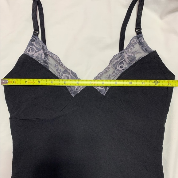VTG 90s/Y2K Black Bustier Tank Top w/ Grey Lace Trim - Size 3 - Picture 9 of 9